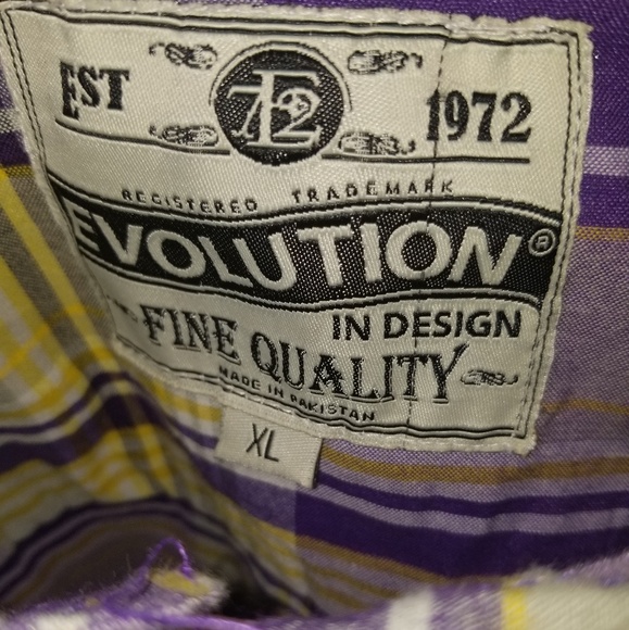 Evolution Purple Yellow Button Down Men Shirt XL - Picture 3 of 3